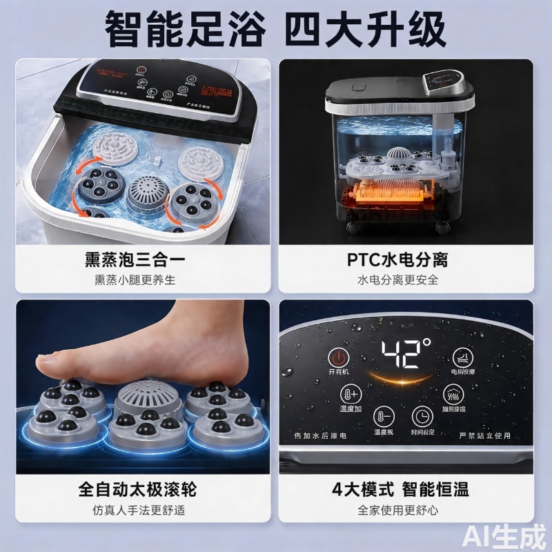 Electric Foot Bath Bucket, Con - Foot Bath Massager 评论和价格